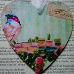 Wooden Heart with bird and ..