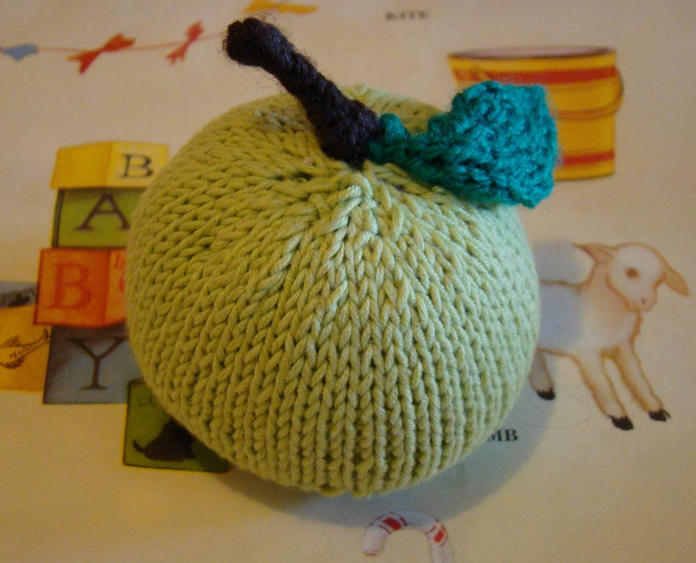 Knitted Apple Baby Rattle