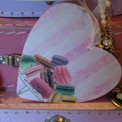 Wooden Heart with macaron design